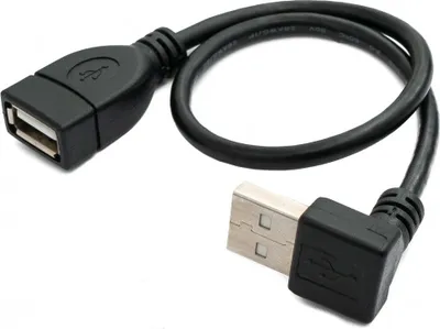 Zdjęcie produktu dla SYSTEM-S Kabel USB 2.0 30 cm z wtyczką typu A do gniazda kątowego w kolorze czarnym