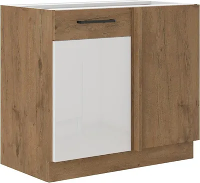 Immagine prodotto di Armadietto allungato ad angolo VANYA - larghezza 105 cm, bianco / rovere lancelot