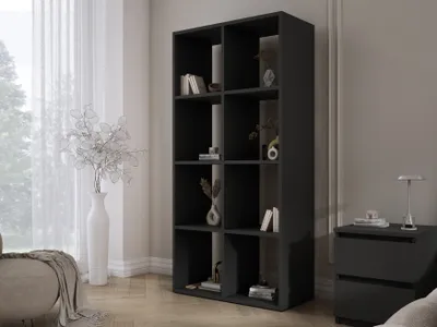Zdjęcie produktu dla Regał z 8 półkami - Kolor: czarny - 147 × 74 × 30 cm, pionowy lub poziomy