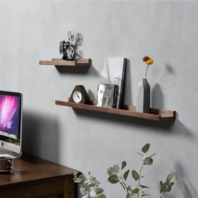 Obrázok produktu pre Nástenná polica 30 cm, orech, masívne drevo, do spálne