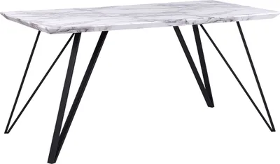 Produktbild von BELIANI Esstisch Weiß und Schwarz 150 x 80 cm MDF Tischplatte Marmor Optik Matt mit Metallbeinen Rechteckig Modern Glamour Esszimmer Küche Wohnküche
