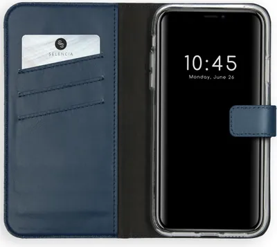 Immagine prodotto di Selencia Custodia a libro in vera pelle per iPhone 11 - Blu