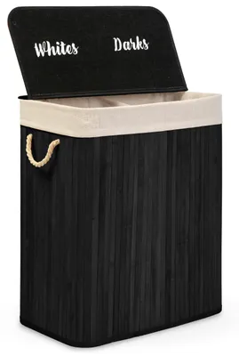 Image de Panier à linge en bambou avec couvercle 100 l Massido