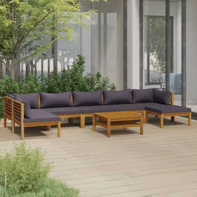 Image de Maison Exclusive - Ensemble de salon de jardin 8 pièces avec coussins, en bois d'acacia massif