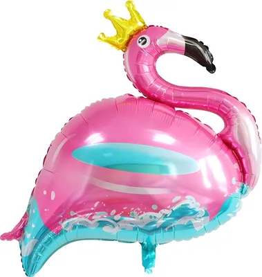 Produktbild von Folienballon Flamingo mit Krone blau pink, 100 x 80 cm