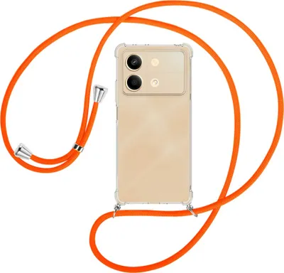 Produktbild von Handykette Backcover-Schutzhülle mit Band (Metall silberfarben) für Xiaomi Redmi Note 13 Pro 5G - neonorange