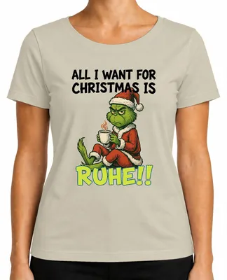 Imagen del producto de Todo lo que quiero para Navidad es la camiseta "Ruhe weihnachtsgrinch sarkastisch" para mujer, color natural, talla M