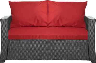 Obrázek produktu pro Polštáře na zahradní pohovku- Červená| Sedák 110x60x7, opěradlo 2*56x50| Sedací polštář| Sedadlo pro 2 osoby| Ratanový polštář na pohovku