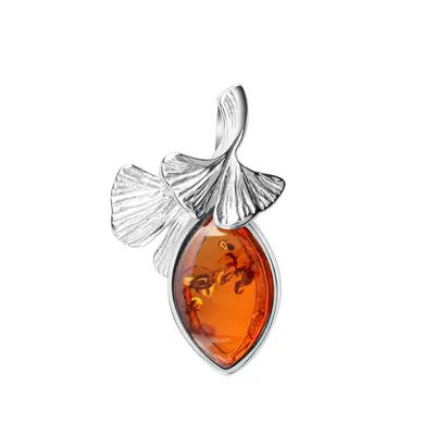 Produktbild von V Anhänger 925/- Sterling Silber 2,8cm weiß Bernstein 473240041
