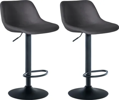 Produktbild von CLP 2er Set Barhocker Loft mit Rückenlehne und 360 drehbar dunkelgrau Material Samt