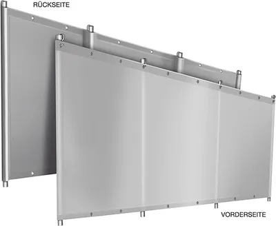 Obrázok produktu pre Kempinkový vetrolam z PVC plachty na nákladné autá (1,4 m x 8 m, achátovo sivá RAL7038) S rámovými tyčami, 680 g, pevný s popruhmi a očkami
