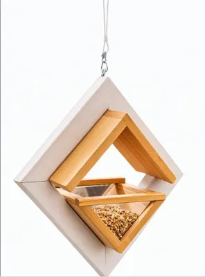 Produktbild von Modernes Vogelhaus aus Holz zum Aufhängen – Offenes Futterhaus für Garten & Balkon