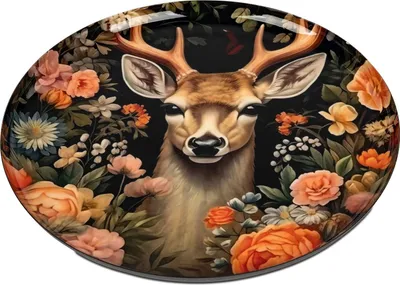 Produktbild von formano Dekoteller Hirsch Ø 28 cm Metallteller mit edlem Rotwild-Motiv, schwarz