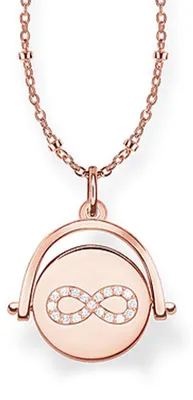 Zdjęcie produktu dla Naszyjnik Thomas Sabo dla kobiet, złoty różowy, z symbolem nieskończoności i diamentami. Srebro, pozłacane, diamenty, kolor: biały. Model: D_LBKE0001-923-14-L45V