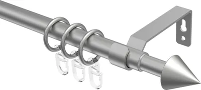 Produktbild von Interdeco Gardinenstange ausziehbar / Teleskop-Vorhangstange Silbergrau, Typ Hera Cone (Kegel), 16/13 mm Ø 1-läufig, 70-120 cm ausziehbar
