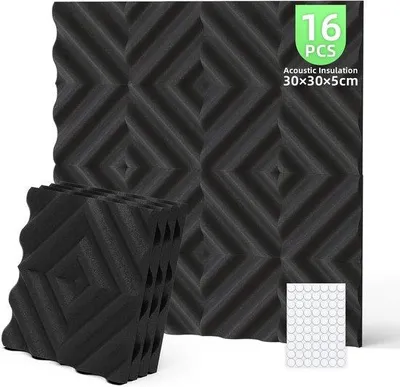 Produktbild von Famanu Akustikschaum 30 x 30 x 5 cm - Schalldämmende und schallabsorbierende Paneele, 16 Stück