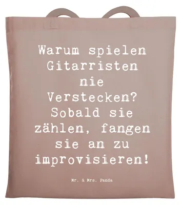 Produktbild von Mr. & Mrs. Panda Uni Tasche Spruch Gitarre Improvisation - Braun Pastell - Geschenk, Tote Bag, Freiheit, Laptoptasche, Liebe, Lernen, Humor, totebag, Stoffbeutel, Musiker