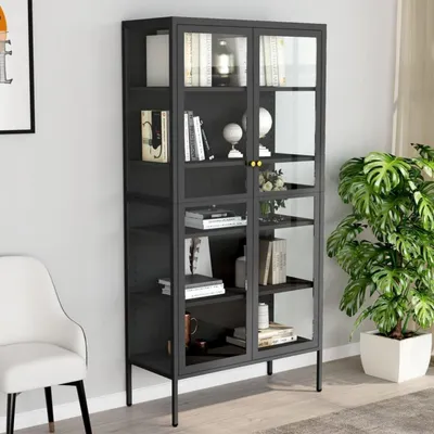 Image de Vitrine Anthracite 90x40x180 cm Acier et verre trempé