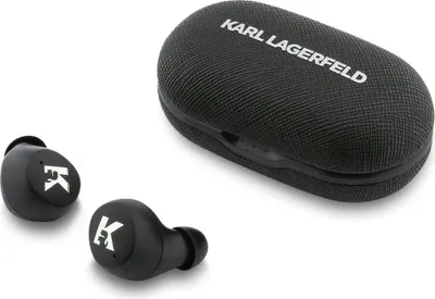 Image de Écouteurs Tws Karl Lagerfeld Saffiano Logo Enc Noir