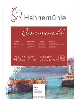 Produktbild von Hahnemühle Cornwall Aquarellblock - 450 g/m² - rau - 24 x 32 cm - 10 Blatt