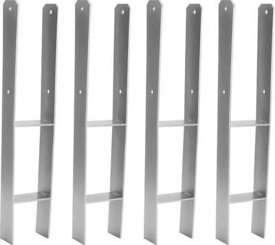 Immagine prodotto di SWANEW 4x H-ancora palo supporto giardino attrezzature gioco accessori 600MM zincato a caldo ancoraggio palo 101MM