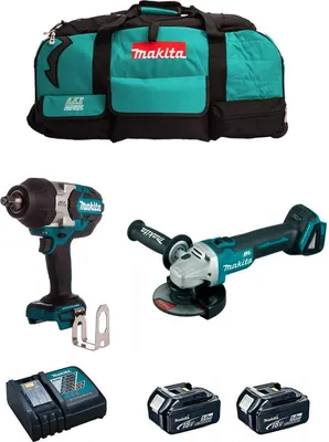 Produktbild von MAKITA Kit MK214 (DTW1002 + DGA504 + 2 x 5,0 Ah + DC18RC + LXT600)
