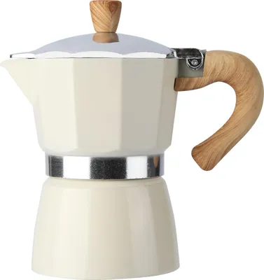 Aluminium Moka-Kanne 6 Tassen, Espressokocher, Einventil, Handgebrauch, Outdoor, Gas & Elektroherd, Camping, Cremeweiß, Kaffeemaschine Zubehör