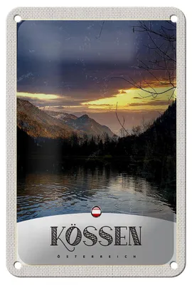 Produktbild von Blechschild Reise 12x18cm Kössen Österreich See Natur Gebirge  Schild