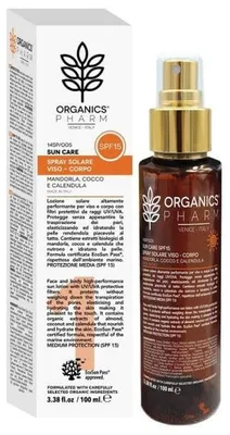 Produktbild von ORGANICS PHARM Sonnenschutz-Spray für Gesicht und Körper, SPF 15, 100 ml