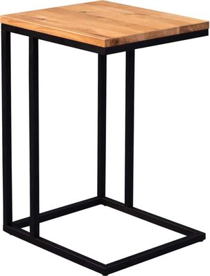 Beistelltisch Nick in braun, schwarz - Wildeiche/ Metall - 38 x 43 x 63 cm