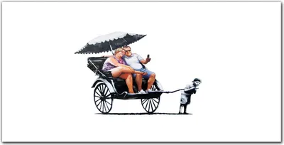 Produktbild von Coloray Küchenrückwand 100x50 Spritzschutz aus Glas - Rikscha Banksy