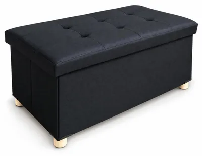 Produktbild von Polsterhocker mit Stauraum rechteckig, mit Holzbeinen, klappbar, 76 × 38 × 38 cm