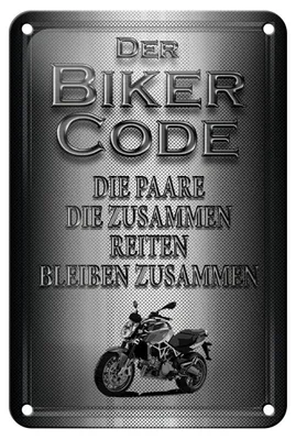 Produktbild von Blechschild Motorrad 12x18cm Biker Code Paare zusammen