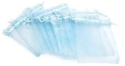Produktbild von Vintageparts Organzasäckchen hellblau 10x12 cm, 10 Stück