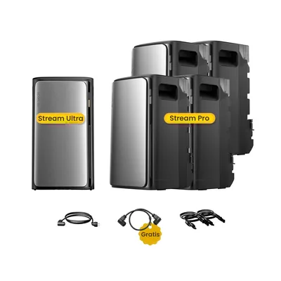 Produktbild von Powerness Balkonkraftwerk Speicher –EcoFlow STREAM Ultra 1,92 kWh (4 MPPT) Speicher mit 4x STREAM Pro 1,92 kWh (3 MPPT) und Parallelkabel, (0% MwSt)