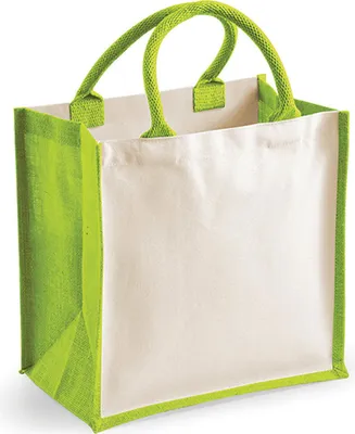 Produktbild von Westford Mill W421 | Printers' Midi Jute Bag 30 x 30 x 19 cm - Farbe: Apple Green - Größe: One Size