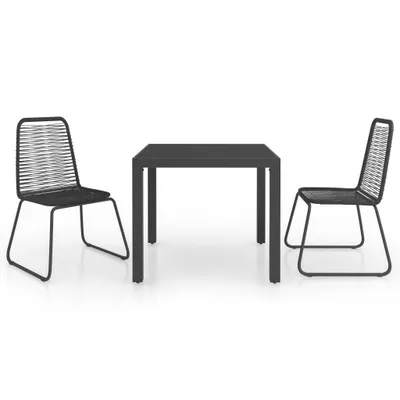 Produktbild von 3-tlg. Garten-Essgruppe PVC Rattan Schwarz