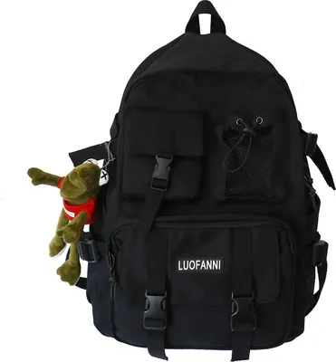 Image de （Noir） Sac à dos scolaire en nylon Bagpack Sac à dos antivol Sacs à dos de voyage décontractés avec remorque