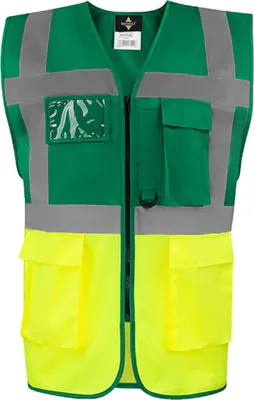 Produktbild von Korntex KXCMF | Comfort Executive Multifunctional Safety Vest Hamburg - Farbe: Paramedic Green/Yellow - Größe: XL