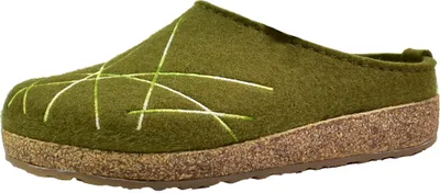 Image de Haflinger Femme Chausson Feutre Sabot Pantoufle Broderie Grizzly Mikado 741040, Taille:42 EU, Couleur:Vert