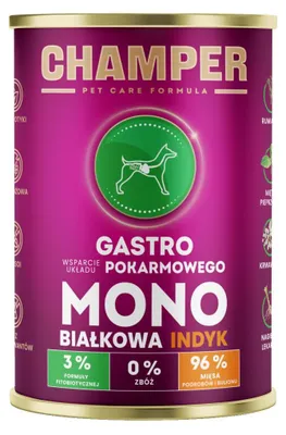 Obrázek produktu pro Champer Gastro 400g monoproteinové mokré krmivo pro psy s krůtím masem, podpora trávení