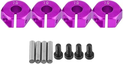 Imagen del producto de Adaptadores para ejes hexagonales de ruedas, de 12 mm, universales para coches de control remoto HSP Sakura a escala 1/10 (4 unidades) (7 mm - color morado)