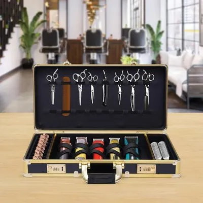Produktbild von Tragbarer Friseurkoffer für Barber und Stylisten, Friseursalon-Werkzeugkoffer mit sicherem Zahlenschloss und Organizer-Box