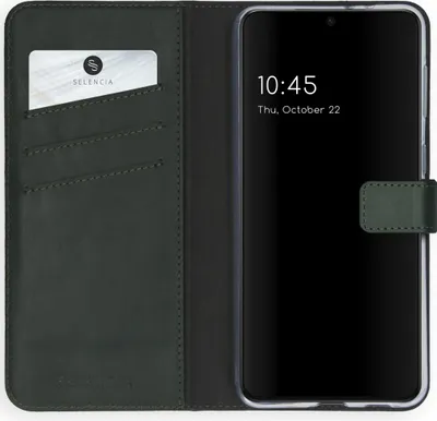 Immagine prodotto di Custodia a libro in vera pelle Selencia per Samsung Galaxy S21 - Verde