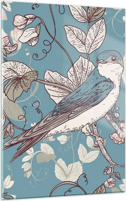 Produktbild von Bilder auf glas - Einteilig - Vogel Baum modern - 50x70cm - Glasbilder - Wandbilder - Bilder - zum Aufhängen bereit - Wanddekoration aus Glas - Glas Bilder - Wandbild auf Glas - GPA50x70-3585