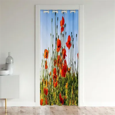 Image de Rideau occultant à œillets, motif floral, 167x228 cm, rouge