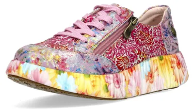 Produktbild von Laura Vita Damen Sneaker Ornament Floral Glitzer Plateau NIKITO 57, Größe:40 EU, Farbe:Rot