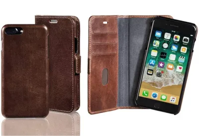 Productafbeelding van Echtleder 2-in-1 boekhoes + hoesje, bruin, voor Apple iPhone 7 Plus/8 Plus