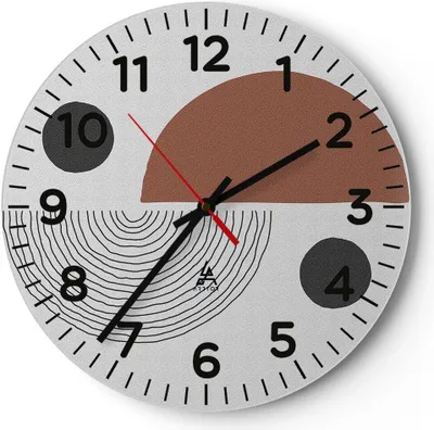 Produktbild von Wanduhr - Rund - Glasuhr - Abstraktion Figuren Geometrisch - 40x40cm - Schleichendes Uhrwerk - Lautlos - zum Aufhängen bereit - Dekoration Modern - Wanddekoration aus Glas - C4AR40x40-4153