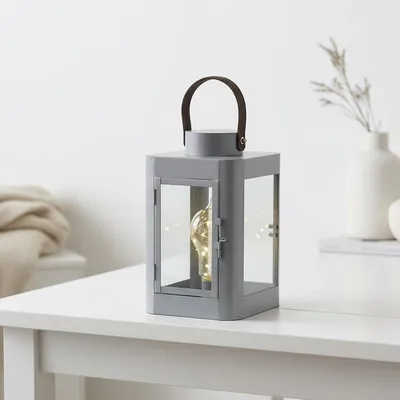 Produktbild von Kaemingk LED-Laterne 10 LED warmweiß innen 16 x 26 cm Metall grau